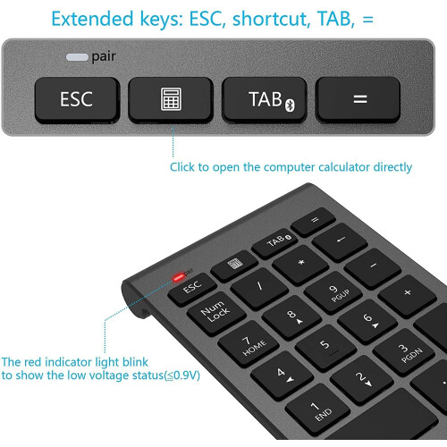 Rytaki ?Upgraded Version? Bluetooth Numeric Keypad, Portable Wireless 22 Keys External Number Pad for Laptop, Tablet, Notebook, PC, Desktop and More 1