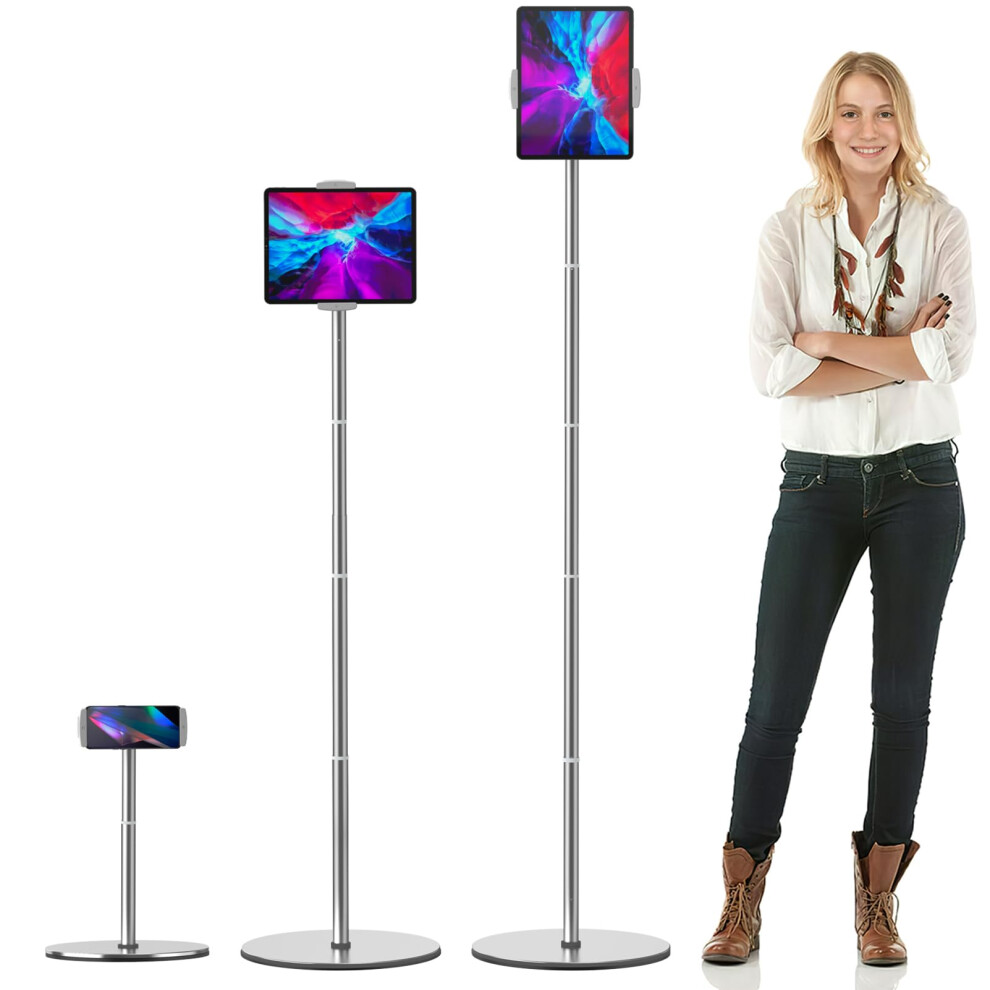 Nediea Tablet Floor Stand, Height Adjustable Metal Rod Tablet Stand For Ipad, 360? Rotating Tripod Floor Holder For Ipad/Iphone/Samsung/Kindle Or 5051222463789