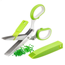 Herb Scissors 5Blade Stainless Steel Kitchen Shears with Cleaning Comb and Safe Cover for Fresh Herbs