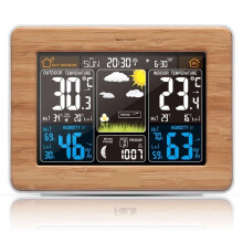 Wireless Weather Station with Color LCD Forecast, Indoor Outdoor Temperature Humidity, Moon Phase Clock