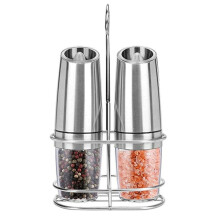 Electric Salt and Pepper Grinder with Automatic Tilt, Adjustable Coarseness, Stainless Steel, Large Capacity