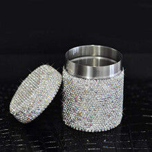 Luxury Rhinestone Stainless Steel Toothpick Holder Case for Home and Hotel Decoration Silver