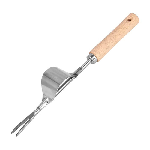 Garden Weeder Tool with RootGrip Fork and Leverage Base, Stainless Steel Hand Weeder for Lawn