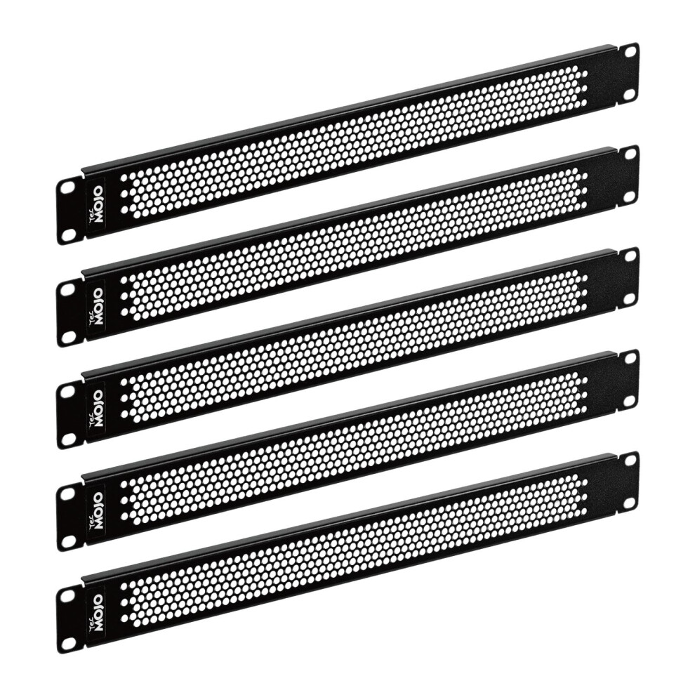 Tecmojo 1U Blank Panel, Rack Mount Plate For 19Inch Server Rack, Network Rack, Enclosures And Cabinets, (1U Vented 5 Pack) Black 5051222470527