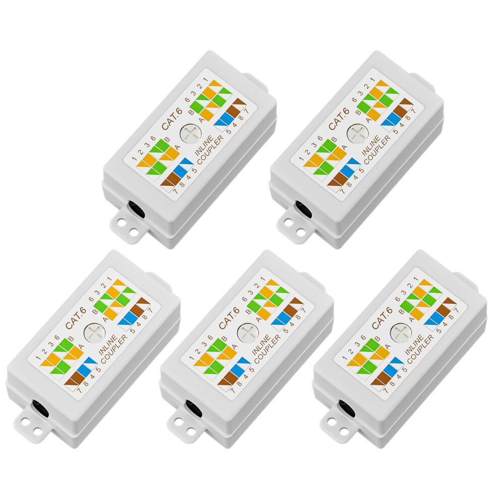 Fgb Rj45 Cat6 Junction Box, Inline Punchdown Krone Coupler Joiner For Cat6/Cat5e/Cat5 Ethernet Network Cables, 5-Pack 5051222470596