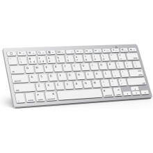 OMOTON Bluetooth Wireless Keyboard for iOS Compatible with iPad Pro/Air/Mini, iPhone and More, UK QWERTY Keyboard Layout, Silver