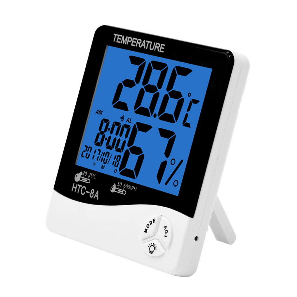 Black Digital Hygrometer Thermometer With Backlit Lcd, Max Min Memory, Alarm Clock And Calendar 8A