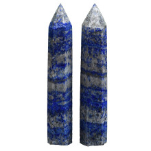 2pcs Natural Lapis Lazuli Crystal Wand Hexagonal Tower 3.84.2 Inch for Healing and Decor
