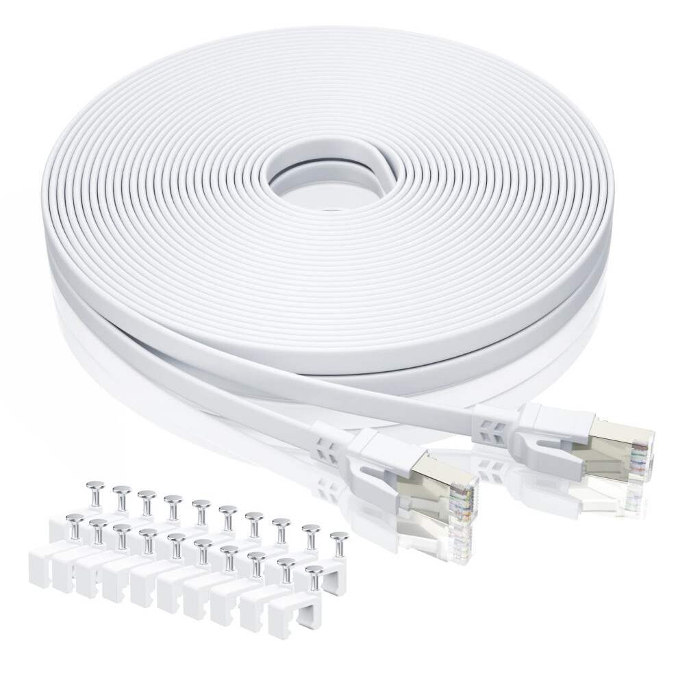 Bahiwom Cat8 Ethernet Cable 20M With Clips, 40Gbps/2000Mhz High Speed Gigabit Lan Network Cable, Internet Cable Compatible With Router, With Modem, 5051222476062