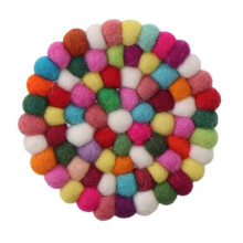 Colorful Felt Ball Coasters Wool Felt Round Drink Mats Heat Resistant Table Protectors