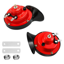 Train Horn for Trucks 300DB Super Loud 12V Waterproof Electric Snail Horn Kit for Cars Boats Motorcycle 2PCS Red