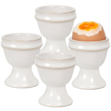 Ceramic Egg Cups Set of 4 Egg Holder for Soft or Hard Boiled Eggs with Stable Wide Base White