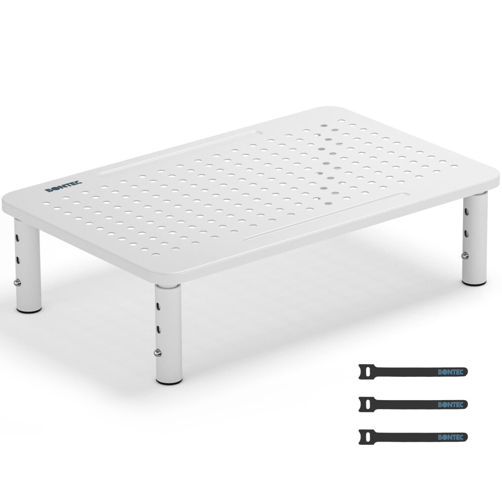 Bontec Adjustable Monitor Riser Stand With 3 Height Levels, Ergonomic Metal Stand For Computer, Laptop, Printer, Mesh Surface For Better Airflow, Up 5051222480366