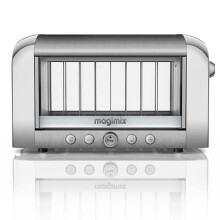Magimix Vision See Through 2 Slice Glass Toaster | Brushed Finish | 11526, Silver