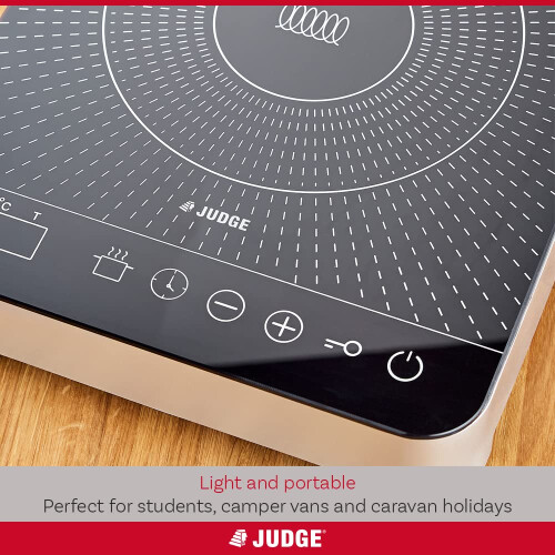 Judge Judge Portable Electric Induction Hob - Single Plate, 2000W, 10 Temperature Settings with Timer 2