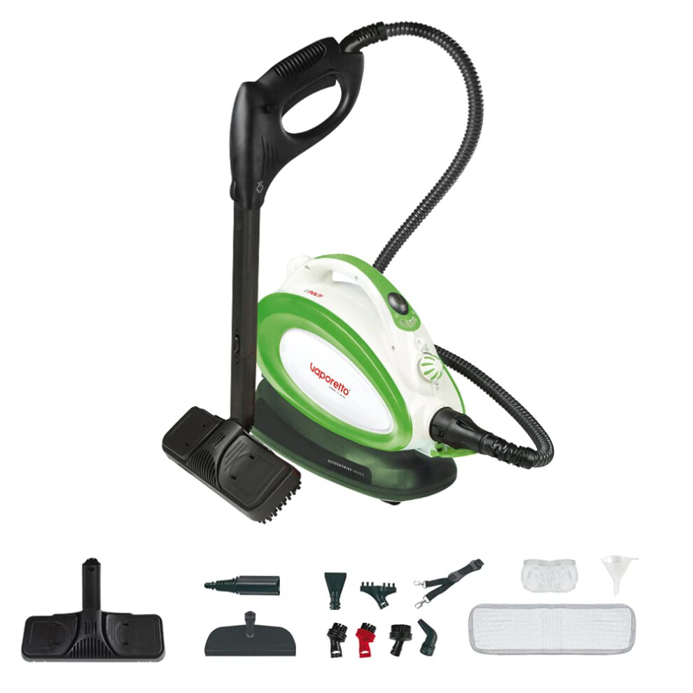 Polti Ptgb0065 Vaporetto Handy 25 Plus Steam Cleaner, 3.5 Bar, Kills And Eliminates 99.99% * Of Viruses, Germs And Bacteria, White/Green