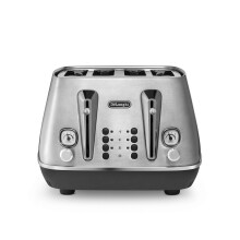 De'Longhi Distinta X Design 4 Slice Toaster, Dual Browning Control, Reheat/Defrost/Bagel Function CTI4003.M - Brushed Steel, Silver