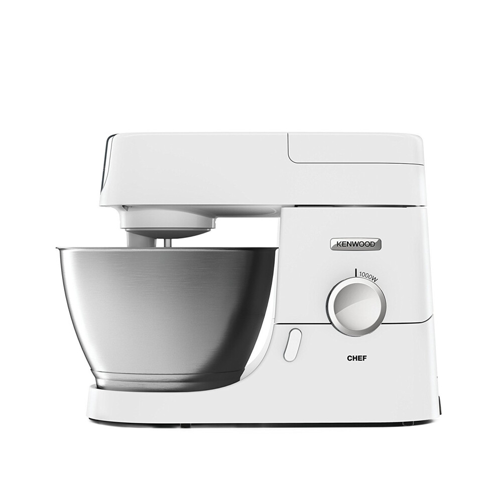 Kenwood Chef Stand Mixer For Baking - Stylish Food Mixer In White With K-Beater, Dough Hook, Whisk And 4.6L Bowl, 1000W, Kvc3100, White