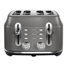 Rangemaster RMCL4S201GY Classic Grey 2.1kW 4 Slice Toaster with Defrost, Cancel & Reheat Functions, Removable Crumb Tray & 6 Power Levels with 2 Year