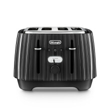 De'Longhi Ballerina Toaster, 4 Slot Toaster, Reheat, 5 Browning Settings, Defrost and Cancel Functions, Pull Crumb Tray, CTD4003.BK, 1800W, UK PLUG,