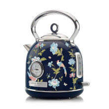 Laura Ashley Elveden Navy 1.7 Litre Stainless Steel Electric Kettle - 3KW Kettles Electric Fast Boil Quiet - Pyramid, Retro Kettle Cordless with 360
