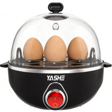 YASHE Rapid Egg Cooker, 7 Egg Capacity Electric Egg Boiler for Hard, Medium, Soft Boiled Eggs, with Measuring Cup, BPA-Free Tray & Lid, Auto Shut-Off