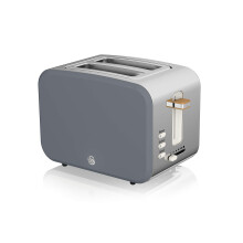 Swan ST14610GRYN Nordic 2-Slice Toaster with Defrost/Reheat/Cancel Functions, Cord Storage, 900W, Grey