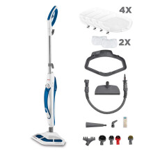 Polti Vaporetto SV460_DOUBLE Steam Mop with Handheld Cleaner, 17 Accessories, Kills and Eliminates 99.9% * of Viruses, Germs and Bacteria, White/Blue,