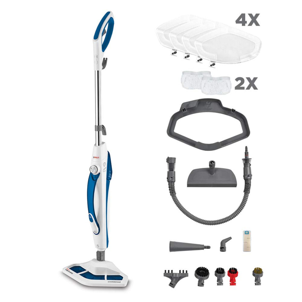 Polti Vaporetto Sv460_double Steam Mop With Handheld Cleaner, 17 Accessories, Kills And Eliminates 99.9% * Of Viruses, Germs And Bacteria, White/Blue