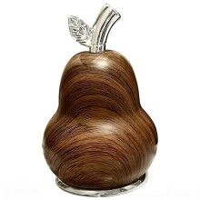 Pear Shaped Wood Grain Toothpick Holder Dispenser with Removable Lid Decorative Table Accent