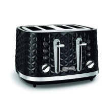 Morphy Richards Vector 4 Slice Toaster, High Gloss Geometric Design, Defrost and Reheat, Variable Width Slots, Removeable Crumb Tray,?Black, 248131