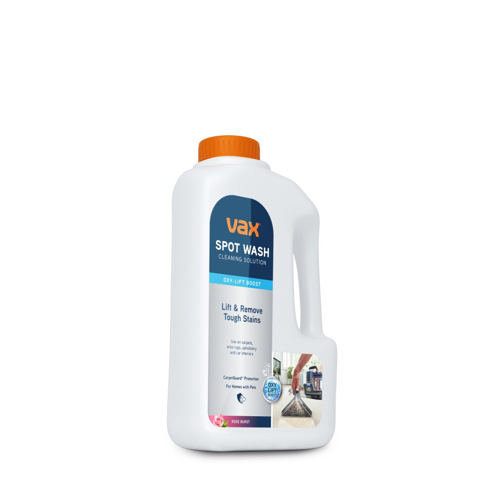 New Vax Spotwash Oxy-Lift 1.5L Spot Cleaning Solution, Upholstery Carpet Stain Remover Shampoo, Rose Burst Scent, Breaks Down And Lifts Tough Stains,