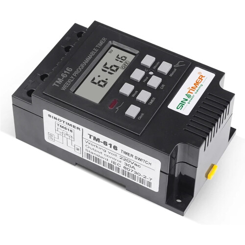 30A 7Day Programmable Digital Timer Switch, DIN Rail Mount Time Relay 110V 120V  Load 2