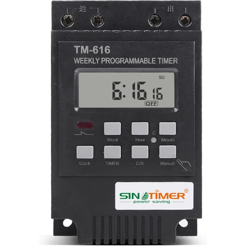 30A 7Day Programmable Digital Timer Switch, DIN Rail Mount Time Relay 110V 120V  Load 1