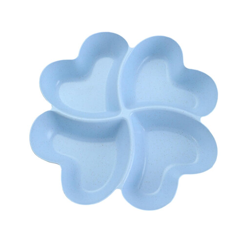 4PC Blue Ceramic Dinnerware Set with Lucky Grass Fruit Plate, Microwave and Dishwasher Safe