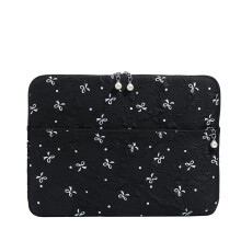 Black Laptop Sleeve 1316 Inch Slim Laptop Case with BowDot Design and Front Pocket for MacBook