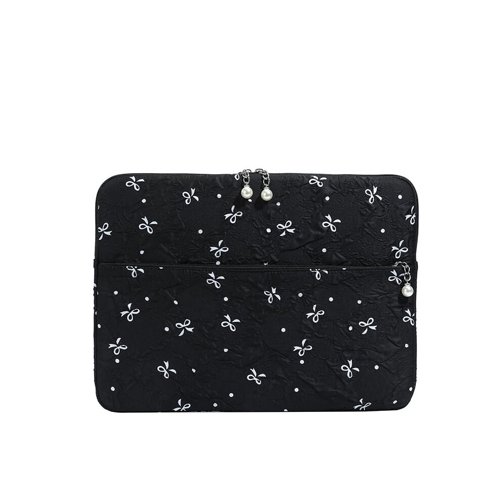 Laptop Sleeve 1316 Inch Slim Laptop Case With Bowdot Design And Front Pocket For Macbook Black 9053599006343