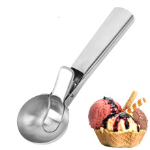 Stainless Steel Ice Cream Scoop with Trigger Release, Large 3.5Oz, Dishwasher Safe for Baking