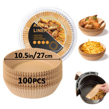 Air Fryer Liners, 10.5 Inch Air Fryer Disposable Paper Liners 100Pcs, Parchment Paper Liners Oil-Proof, Water-Proof, Food Grade Baking Paper for Air