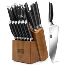 HOSHANHO 16-Piece Kitchen Knife Set with Block, Powder Steel High Carbon Steel Knife Block Set, Ultra Sharp Professional Chef Knife Set with Sharpener