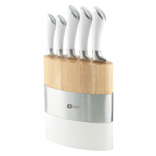 Richardson Sheffield Fusion 5 Piece Kitchen Knife Block Set, White, Stainless Steel, 18 x 10 x 37.6 cm