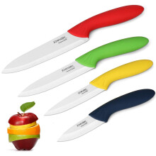Knendet Ceramic Knife Set,4 Piece Ultra Sharp Professional Kitchen Chef Knives with Stain Resistant,Knife Set Multi-Color Handles with Sheath Covers