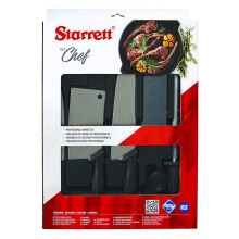 Starrett Professional Stainless Steel Chefs Kitchen Knife Set - 6-Pieces - Black Handle