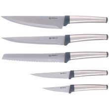Alpina Knife Set - 5 Pieces: Including Bread Knife and Chef's Knife - Stainless Steel/Polypropylene