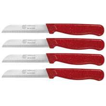 GGS Solingen Knife Set Includes Vegetable, Fruit, Tomato, Steak, Serrated, Dishwasher Safe, German Stainless Steel, Chef Kitchen (Red Set of 4)