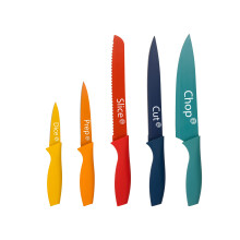 MasterChef Knife Set of 5 Kitchen Knives incl. Paring, Utility, Bread, Carving & Chef Knives for Cooking, Professional Sharp Stainless Steel, Non