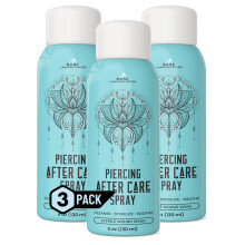 BASE LABORATORIES Piercing Aftercare Spray 4oz Cleaning Solution Cleanses, Sterilizes & Soothes - Saline for Ears, Nose, Body, Belly Piercings Pack of