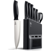 Manelord Kitchen Knife Set with Knife Block Set - 7 Pieces Professional Chef Knife Set Contain Knives, Scissor and Knife Block for