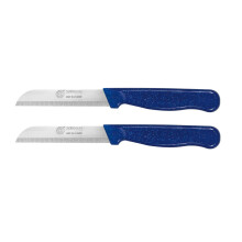 GGS Solingen Vegetable and Fruit Knife Set, Tomato and Steak Knives, Serrated, Dishwasher Safe, German Stainless Steel, Chef Kitchen Set (Blue Set of