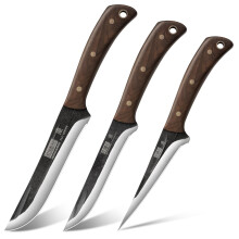 HOSHANHO Butcher Knife Set 3-Piece, Super Sharp Hand Forged Fillet & Dividing & Paring Knife Set, Upgraded High Carbon Stainless Steel Meat Cutting